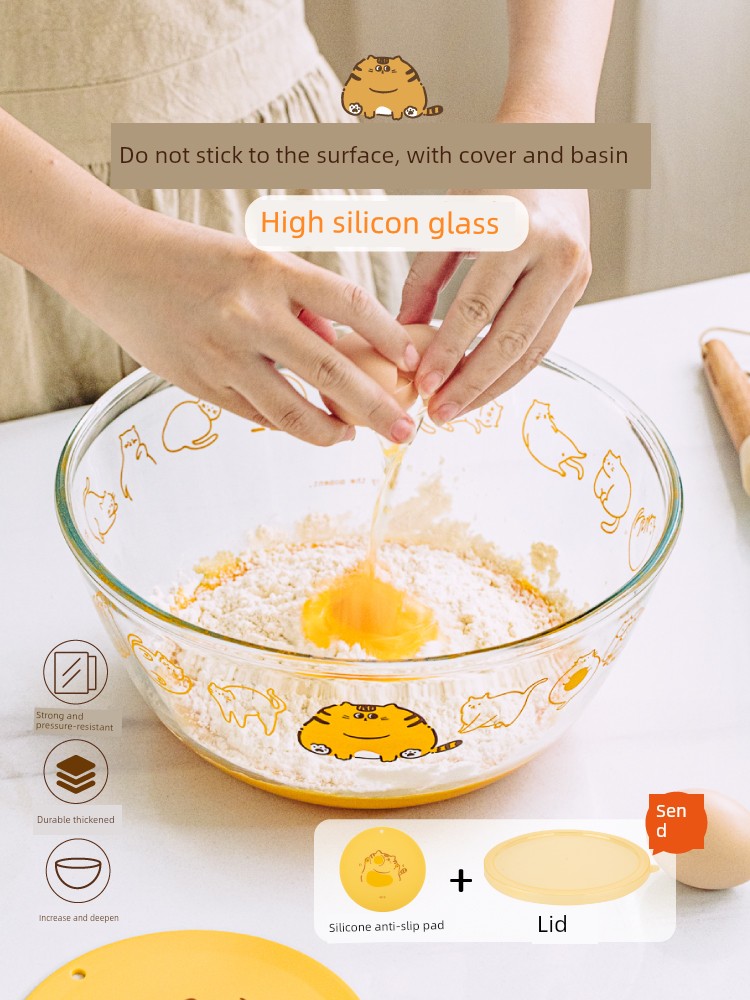 Tree with Lid Glass Dough Basin For Home Food Grade Borosilicate Large and Basin Dough Fermentation Wake-up Noodles Baking Bowl