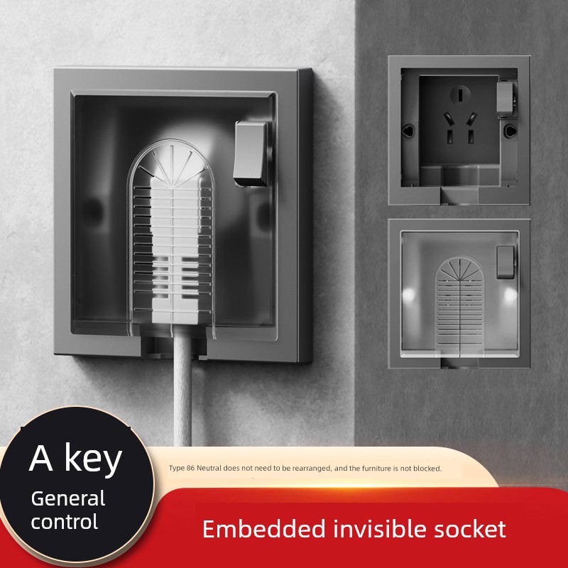 Embedded Invisible Socket Concave Wall Hidden 86-Type Embedded Socket For Home Panel Refrigerator Fiberglass Five-Hole