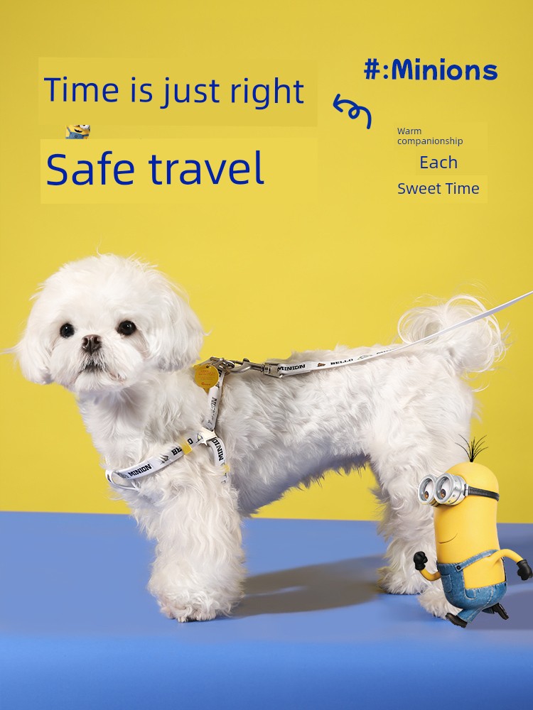 Minions Series Dog Hand Holding Rope Puppy Rope Teddy Bichon Small Size Dogs Pet Walking Dog Chest Strap Going out