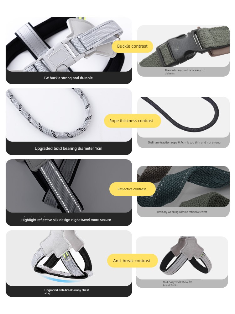 Dog Hand Holding Rope Chest Back Type Dog Leash Walking Dog Small and Medium-Sized Dogs Vest Type Dog Leash Corgi Teddy Pet Strap