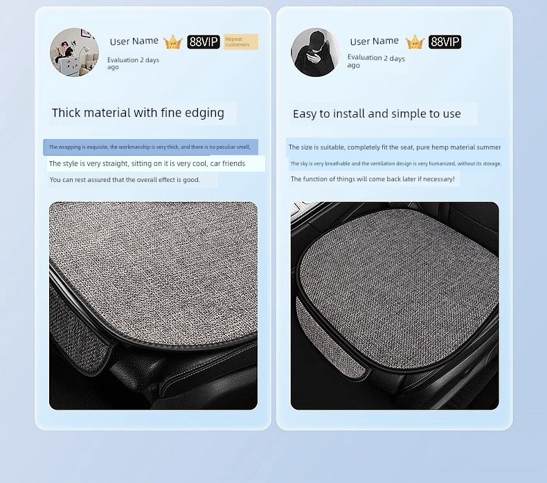 Linen Car Seat Cushion - Rear Ventilation Set