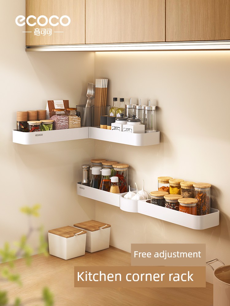 Kitchen Rack Seasoning Rack Multi-Functional Wall-Mounted Oil Sauce Vinegar Seasoning Jar Wall Corner Storage Rack