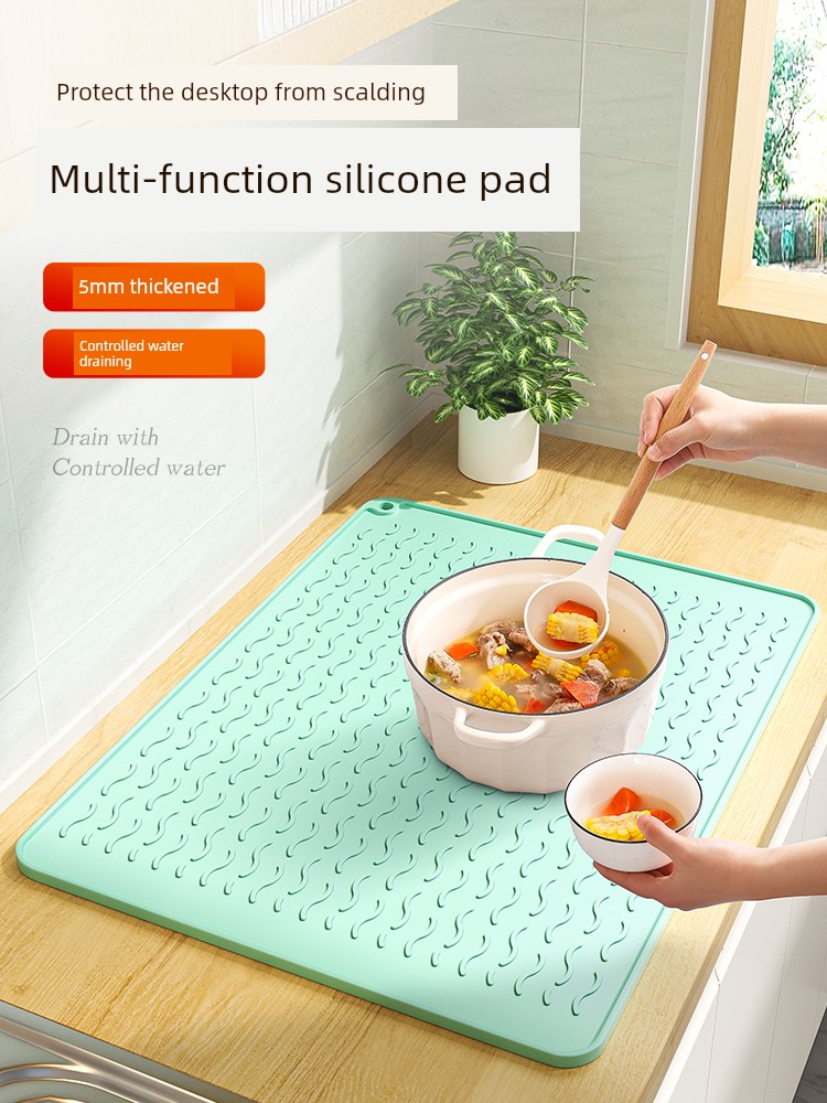 Heat Proof Mat High Temperature Resistant Placemat Kitchen Table Top Protective Pad Draining Mat Silica Gel Pad Cutting Board Non-Slip Mat Scald Preventing Met
