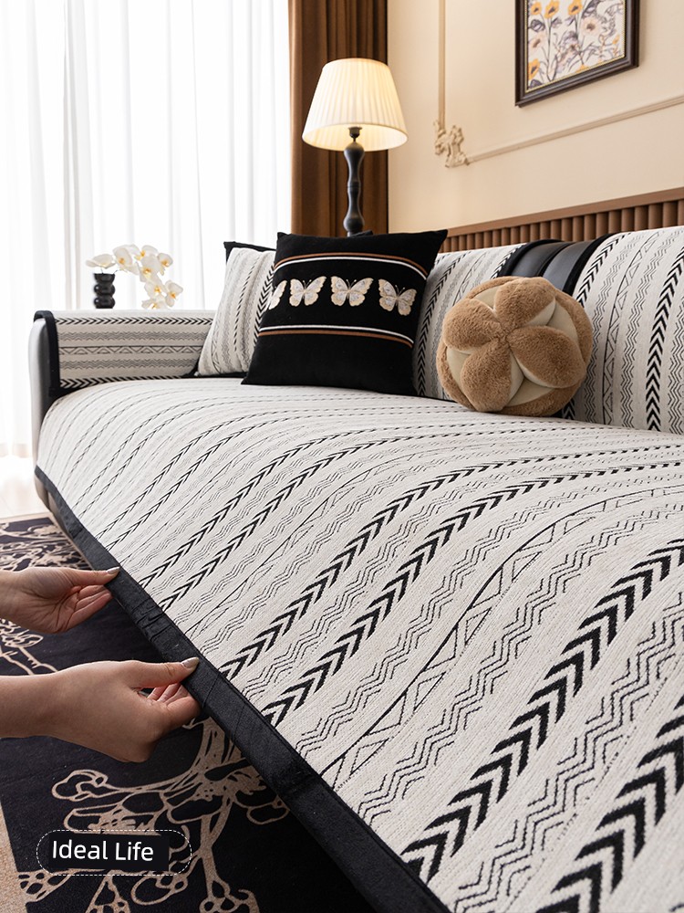 Chenille Sofa Cushion All Year Round Neutral Fixed Non Slip French Straight Seat Cushion Cover Blanket Sofa Slipcover Cover Cloth Fancy