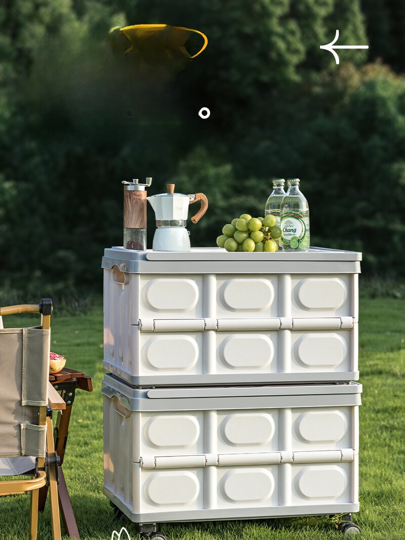 Outdoor Camping Storage Box Camping Storage Box Car Trunk Picnic Folding Box with Handle Trolley Universal Wheel