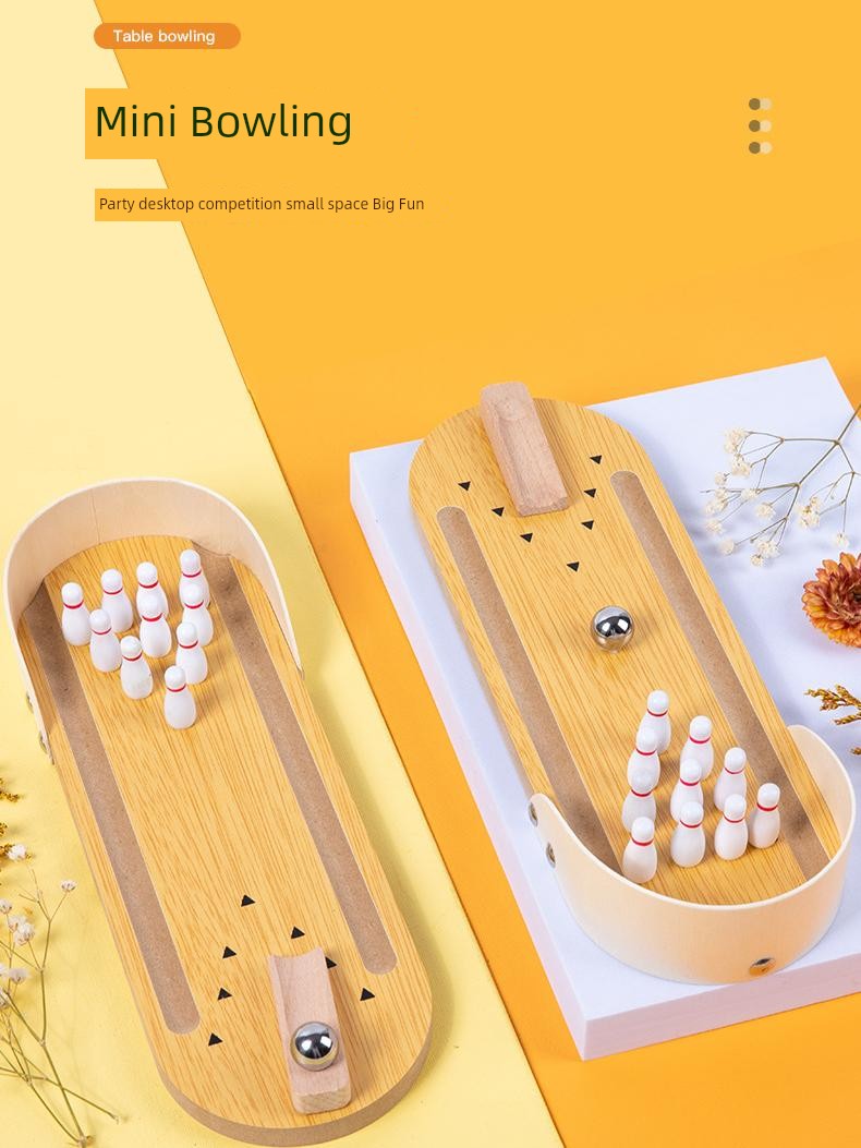 Kids Educational Wooden Toys Mini Bowling Infant Matching Interactive Desktop Grounder Game Intellectual Development