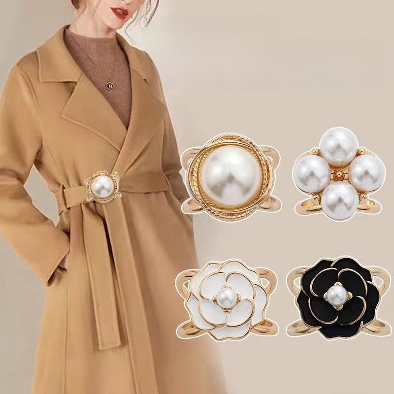 Scarf Buckle Classy Square Scarf Button Shirt Bow Tie Ribbon Bowknot Knot Buckle Windbreaker Belt Accessories Shirt
