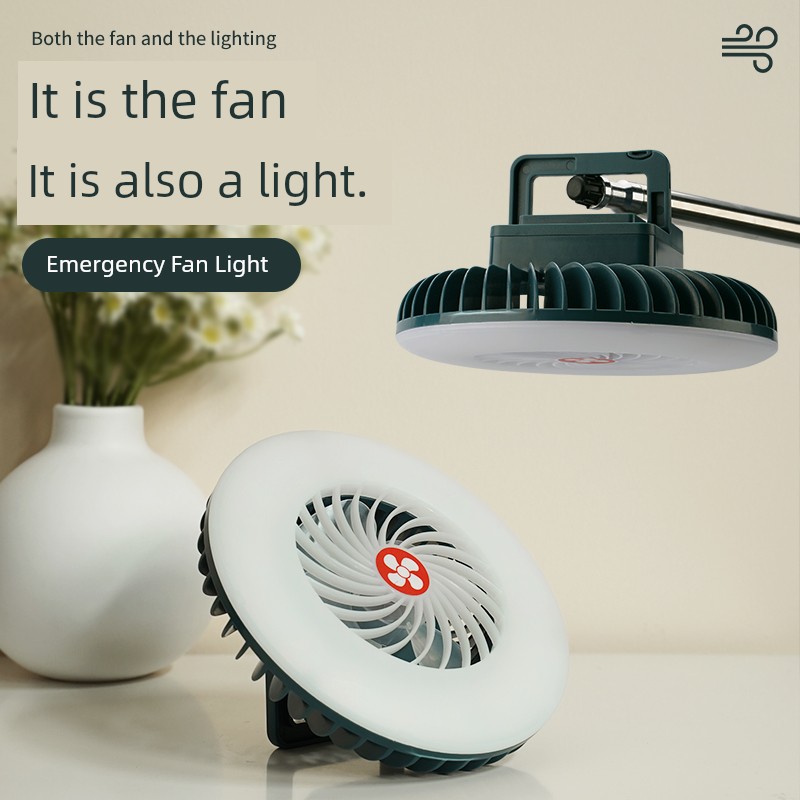 Outdoor Camping Fan Lamp Camping Canopy Tent Light Rechargeable Ceiling Fan Ultra-Long Life Battery Emergency Light Chandelier Mute