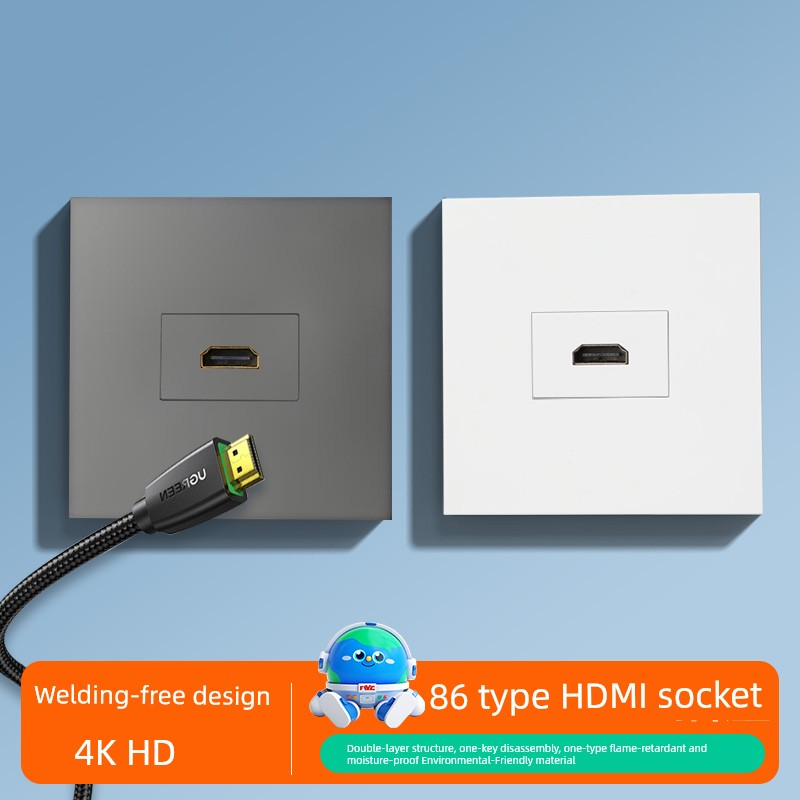 86-Type HD Socket Concealed HDMI Socket 2.0 HDMI Cable 4K HD Terminal Wiring Multimedia TV