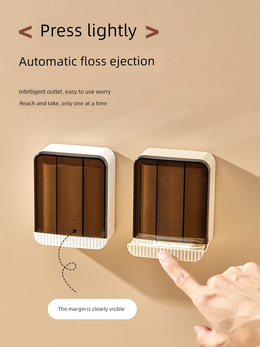 Wall-Mounted Pressing Pop-up Floss Box Portable Portable Storage Box Toothpick Line Toothpick Line Mini Household Pressing Stick