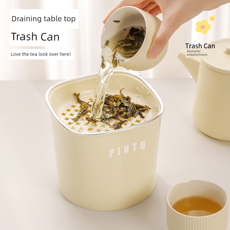 Beauty Desktop Trash Bin Public Room without Lid Classification Garbage Box Mini Living Room Wastebasket Tea Drain Bucket