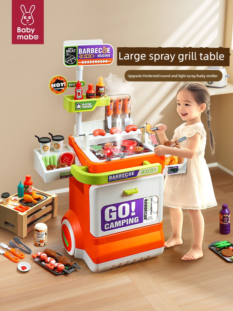 Kids Play House Kitchen Barbecue Grill Toys Artificial Kebabs Cooking Kitchenware Baby Little Girl Birthday Gift