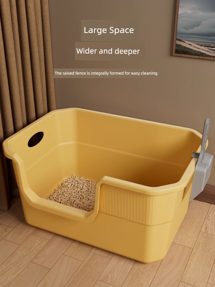 Litter Box Oversized Splash-Proof Cat Toilet Giant Open Litter Box Bason Kittens Extra Large Litter Box