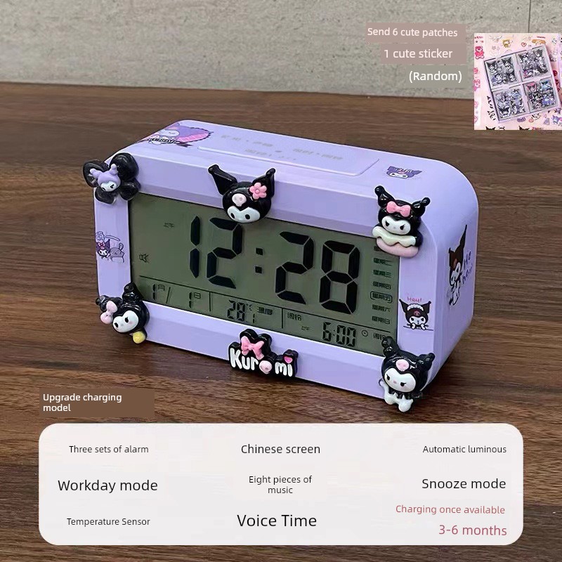Sanrio Clow M Digital Alarm Clock Desktop Charging Student Clock For Home Cute 2024 New Arrival Kids Girl