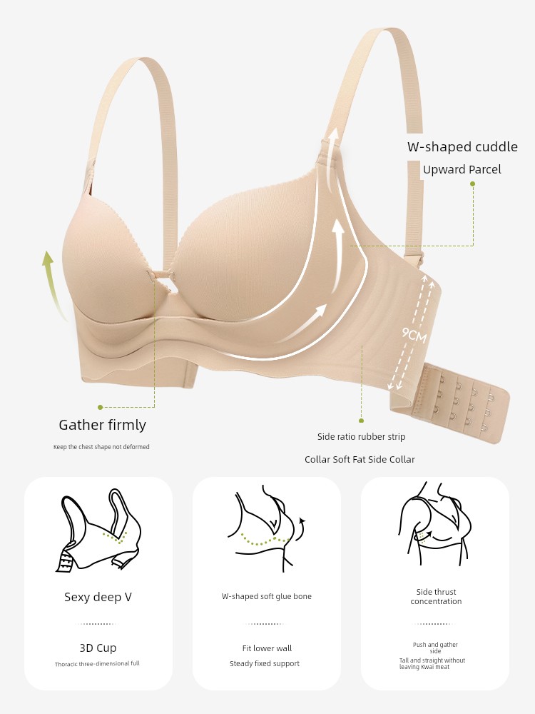 Secret World Intimates Women's Push up Small Size Big Lifting Push-up Seamless Steel Ring Bra Bra