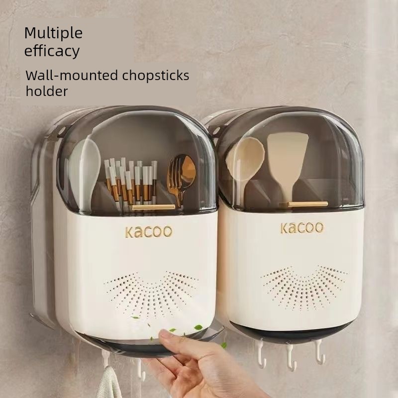 Flip Chopsticks Storage Box Wall-Mounted New Arrival For Home Gear New Arrival Chopstick Canister Fast Cage Chopsticks Cage Barrel Spoon Holder