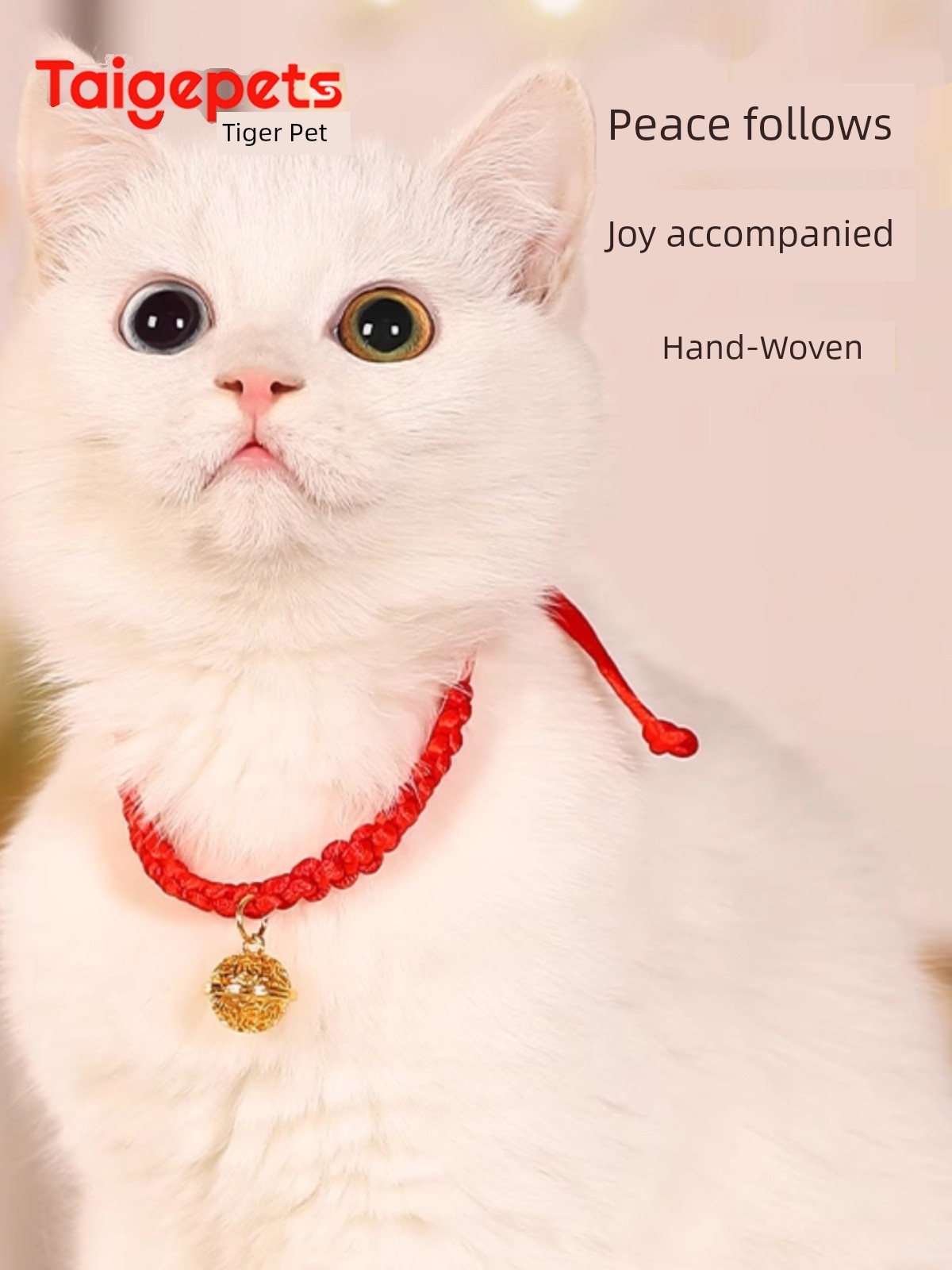 Cat Collar Lucky Red Rope Cat Bell Pet Neck Accessories Hand-Woven Kitten Necklace Kittens Decorations