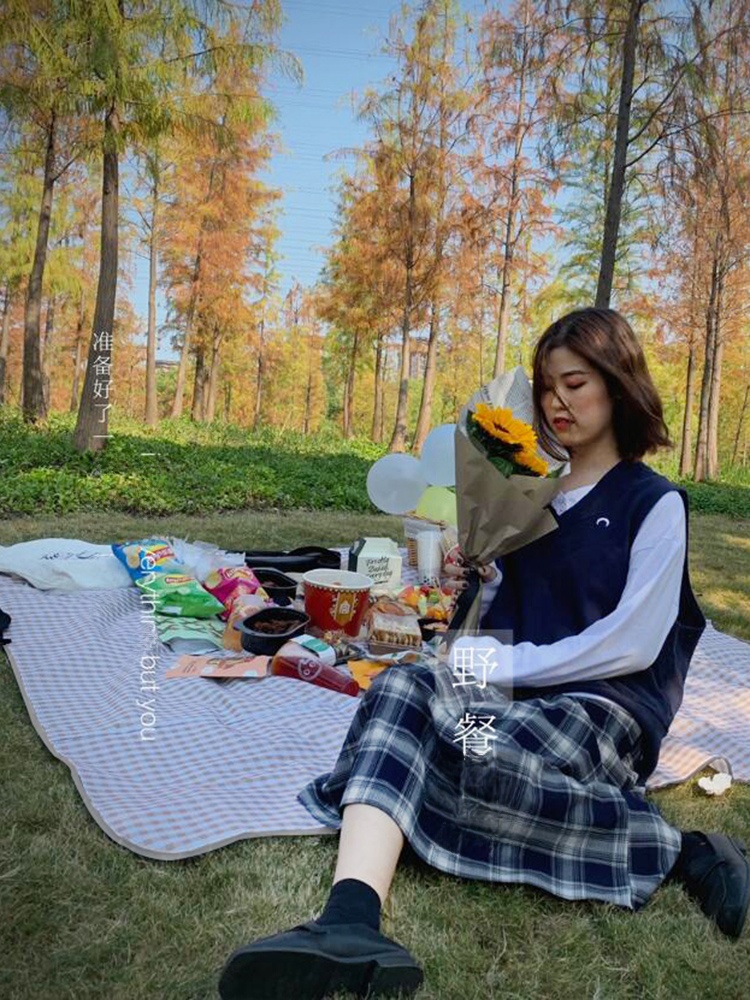 Spring Outing Picnic Mat Ins Style Outdoor Outing Picnic Blanket Ultra Light Moisture Proof Pad Portable Waterproof Picnic Floor Mat Mat