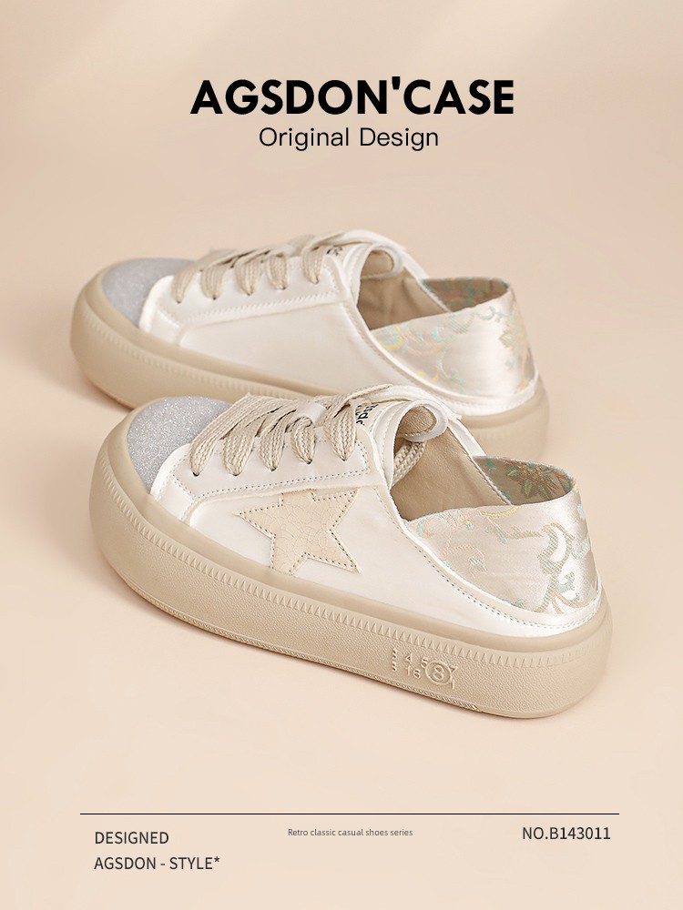 Augusto Platform White Shoes Women's 2025 Spring New Arrival Best Selling Women's Casual Sneakers Versatile Women's Sports Shoes