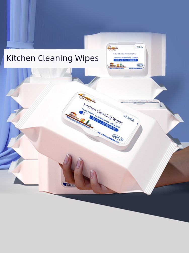 4 Packs of Dishwashing Kitchen Cleaning Wipes Oil and Decontamination For Home Strong Range Hood Special Large Package Wet Tissue