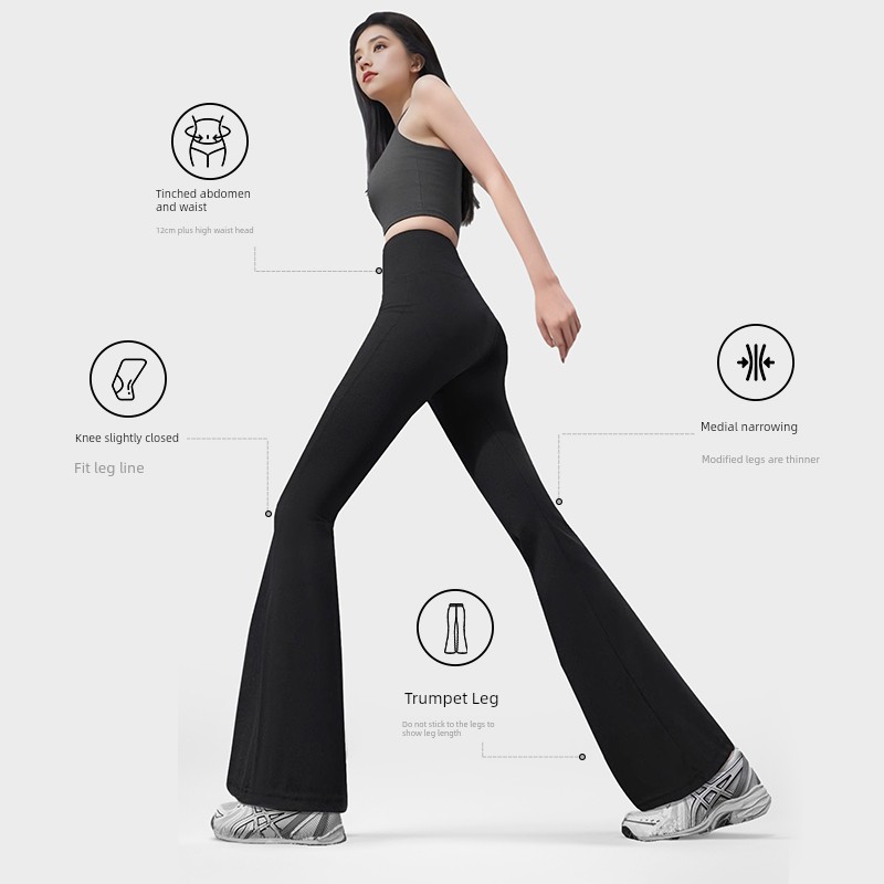 Qixun Bootcut Trousers New Arrival Flared Pants High Waist Shaping Autumn and Winter Fleece-lined Shark Pants Women's Base Pants