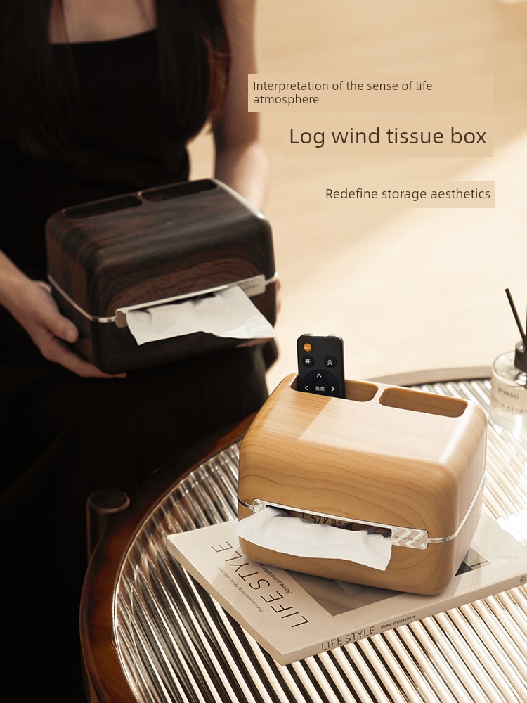 Desktop Tissue Box Living Room Home B & B Log Style Creative Paper Napkin Storage Coffee Table Paper Extraction Box