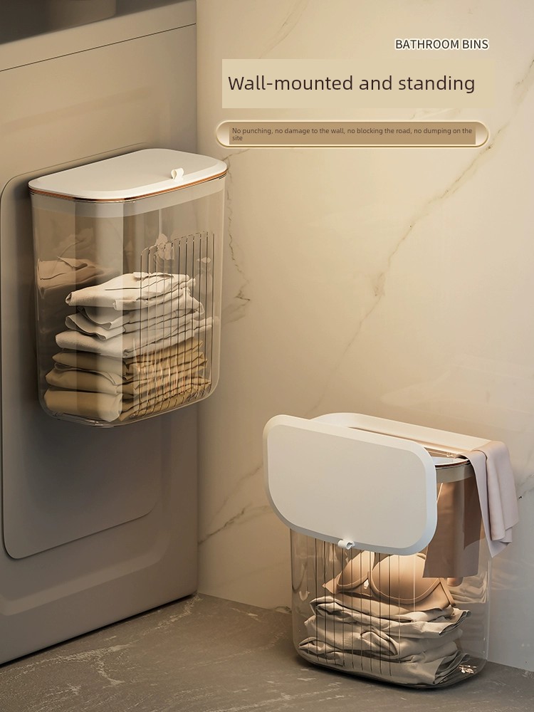Dirty Clothes Basket Household Toilet Bathroom Laundry Basket Dirty Clothes Storage Basket Bathroom with Lid Hanging Laundry Basket