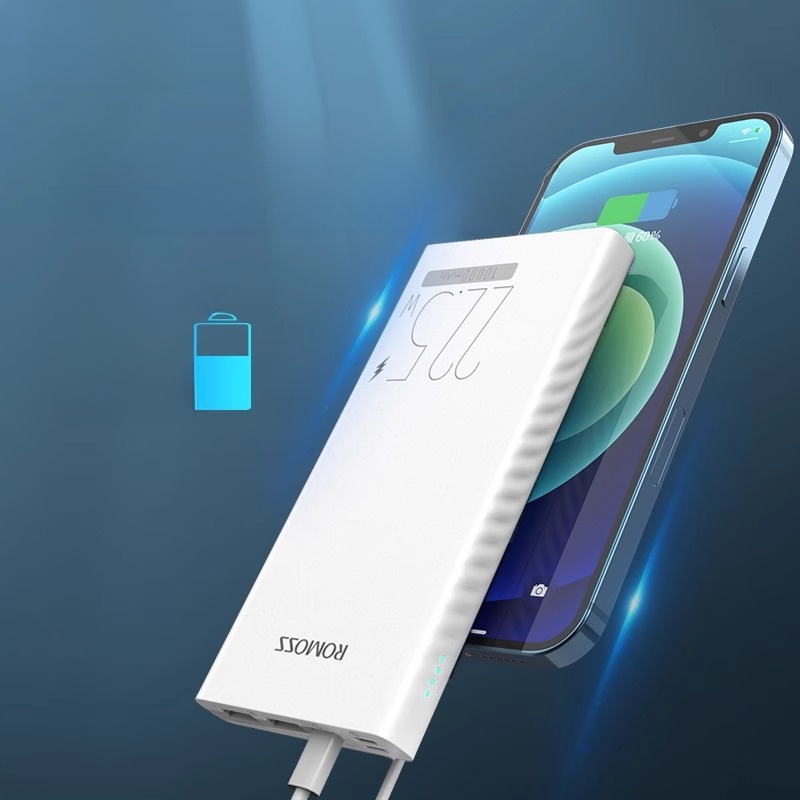 Romoss Power Bank 10000 MA Ultra-Thin Compact Portable Two-Way Fast Charge Movable Power Supply for Huawei Apple