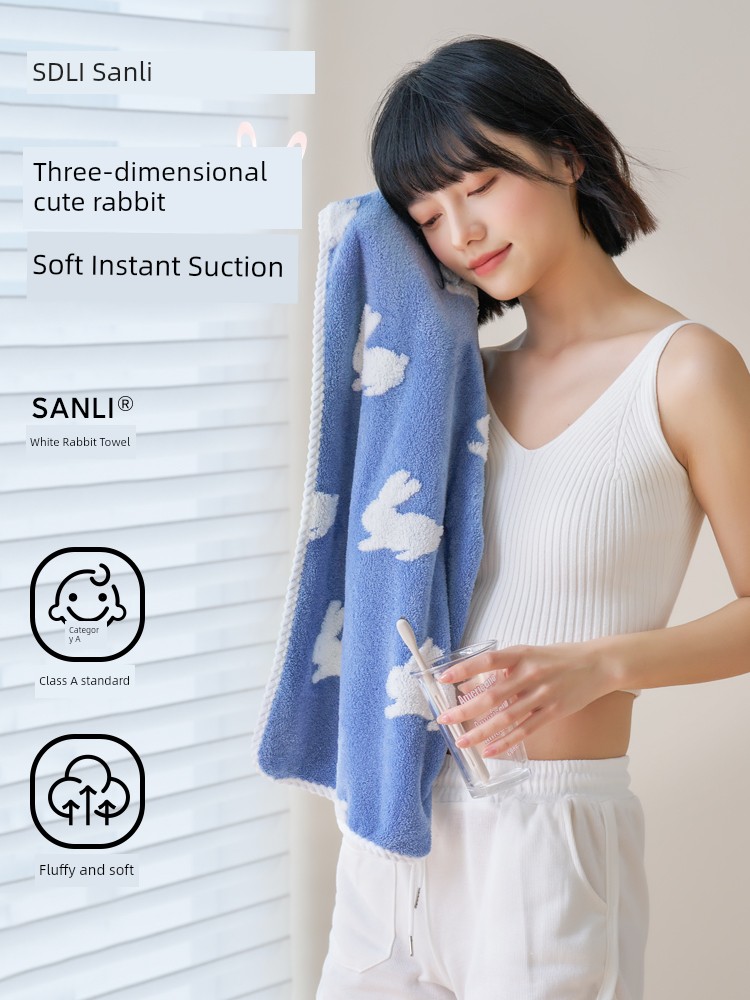 Sanli Towel Face Washing Bath For Home Female than Pure Cotton Water-Absorbing Quick-Drying Male Cute Head Wiping Dry Hair Couples Face Towel