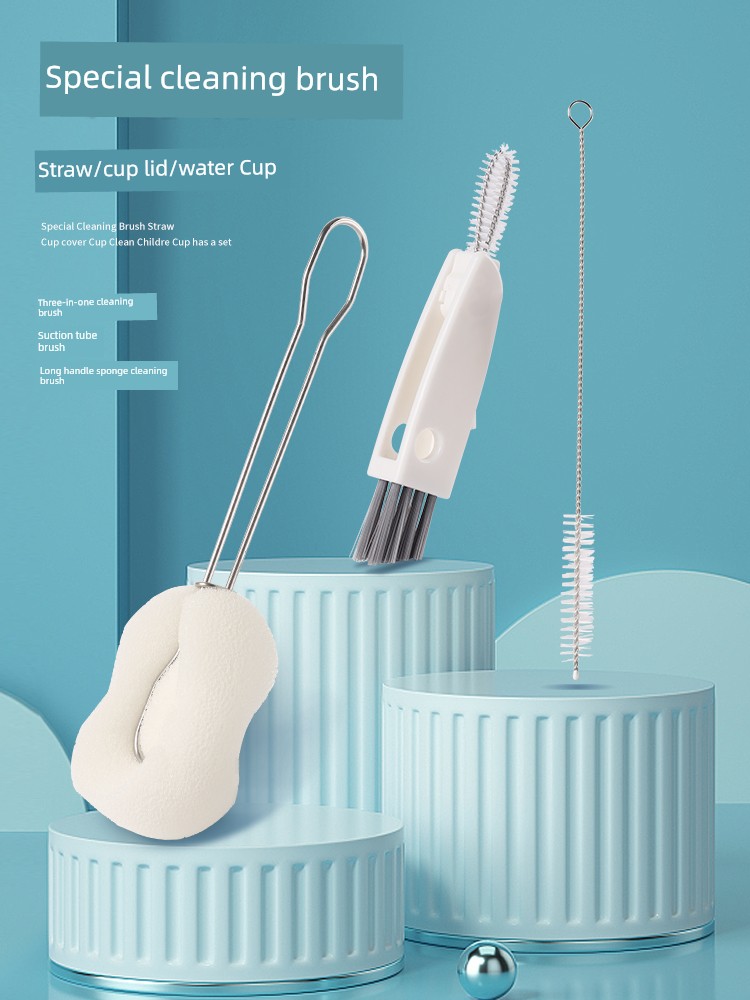 Cup Washing Handy Gadget Cleaning Baby Bottle Brush Three-in-One Suit Baby Water Glass Straw Cup Brush Vacuum Cup Cleaning Brush