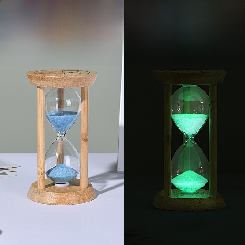 Time Sand Clock Timer Kids Drop-Resistant Quicksand Funnel 1/3/5/15 Minutes Wooden Luminous Decoration Bedroom