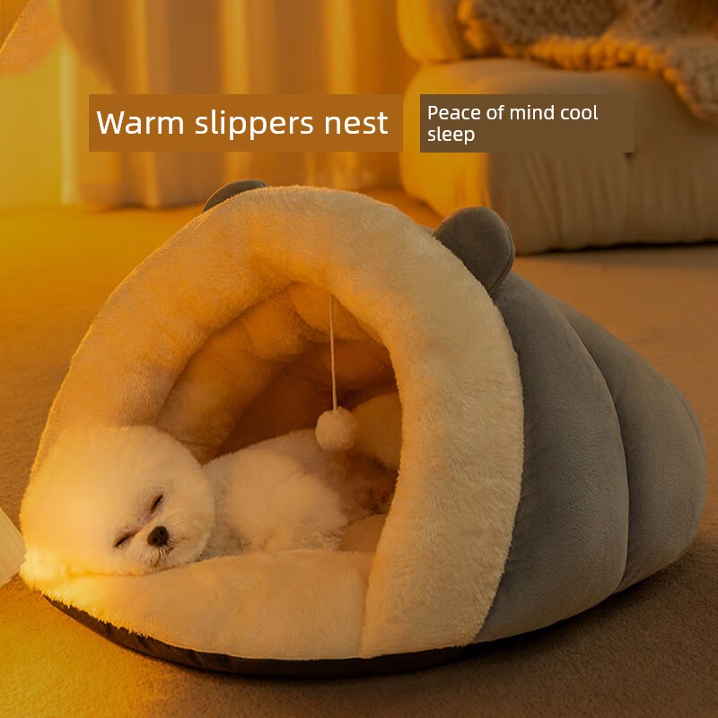 Hipidog Kennel Autumn and Winter Dog round Ears Heattech Slippers Kennel Cat Thickened Pet