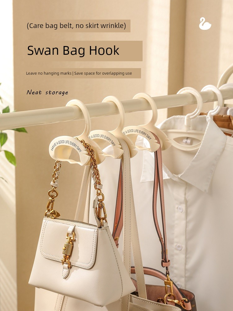 Cream Swan Bag Hook Bedside Clothes Hook Punch-Free Hanger Hat Storage Rack Seamless Hook