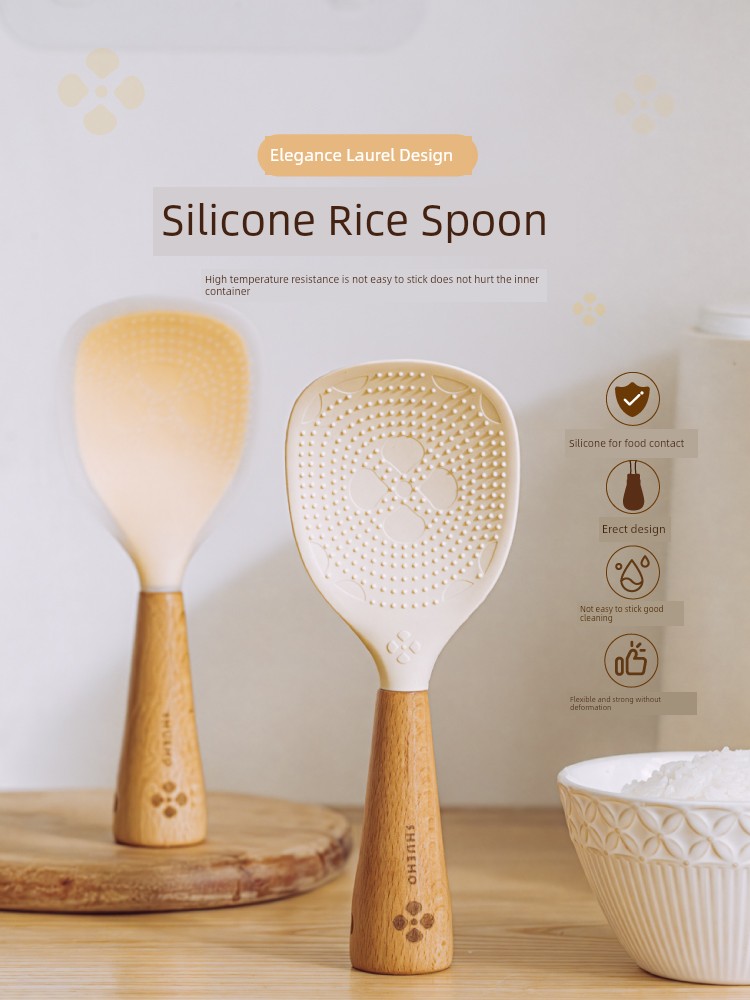Tree Laurel Meal Spoon Non-Stick Rice Silicone Non-Stick Rice Cooker Rice Spoon For Home High Temperature Resistant Food Grade