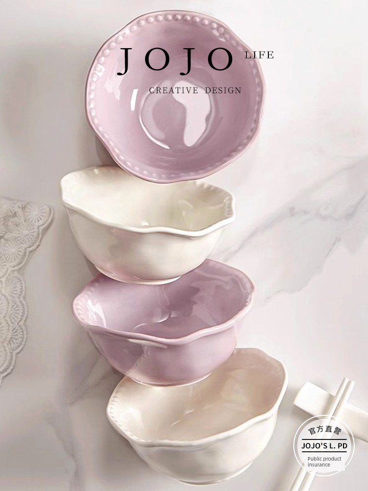 Jojo's L. Pd. Is. Purple Ceramic Rice Bowl French Tableware 5-Inch 6-Inch For Home | Dimension Is
