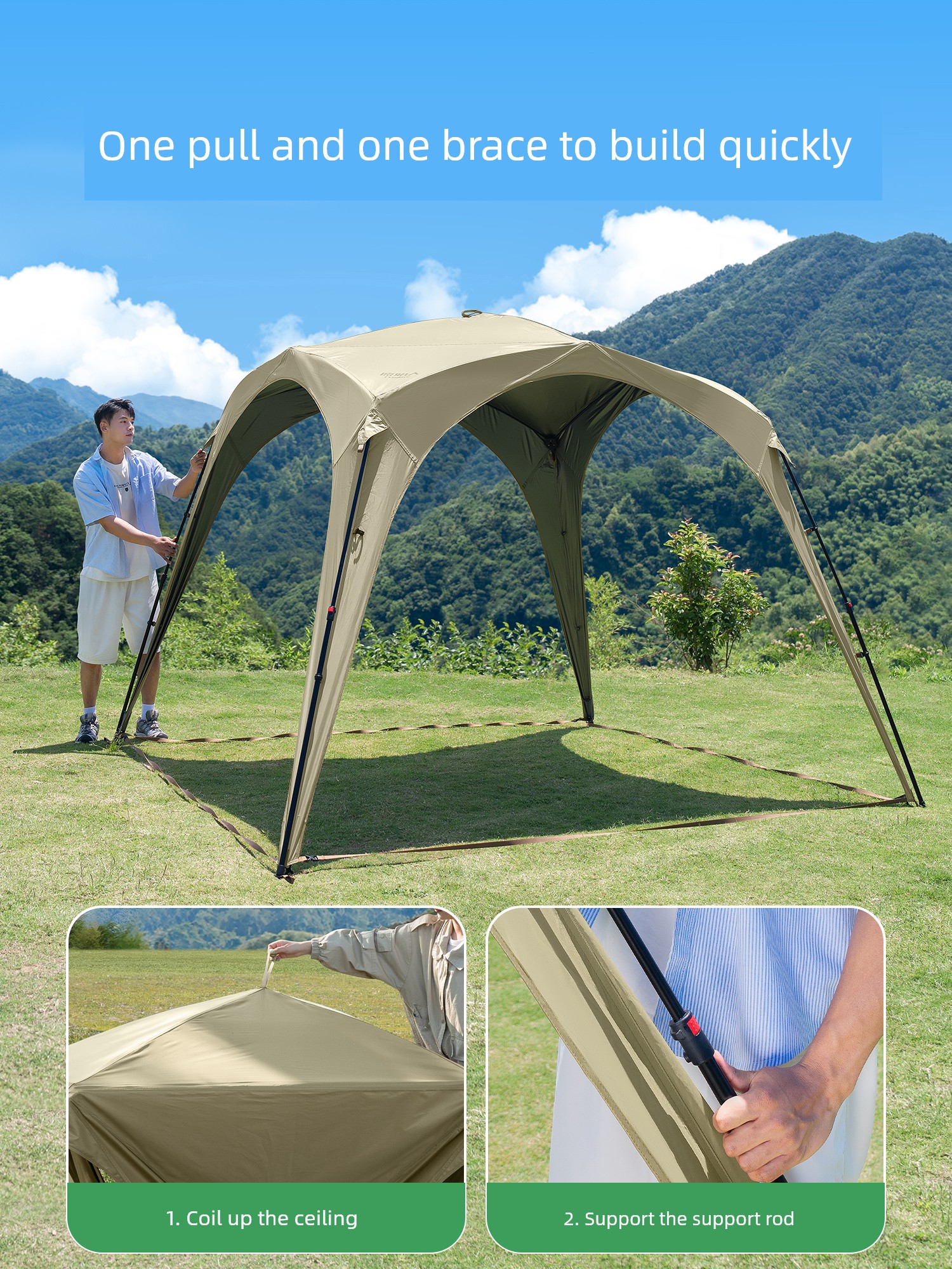 Primitive Man Building-Free Tent Outdoor Six-Piece Canopy