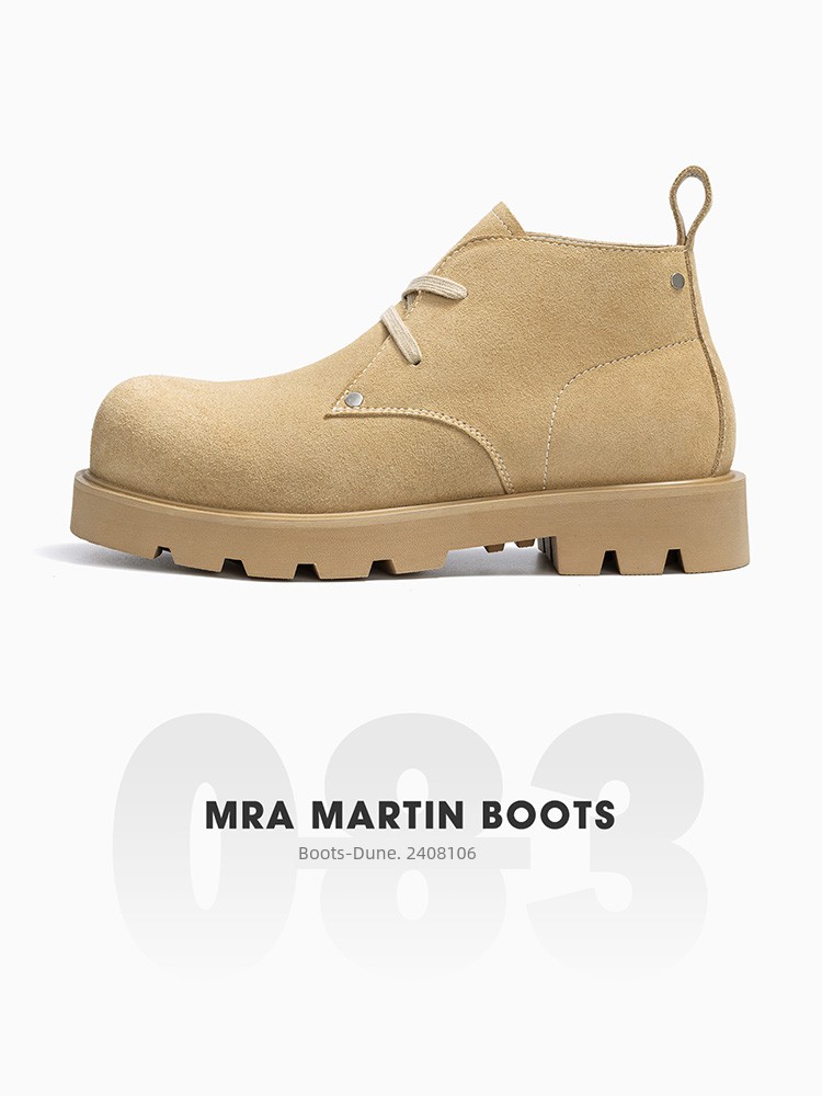 MRA Mickey round Toe Boots Men's Thick Sole Height Increasing Derby Shoes Retro Distressed Worker Boot Ankle Boots Big Head Leather Shoes