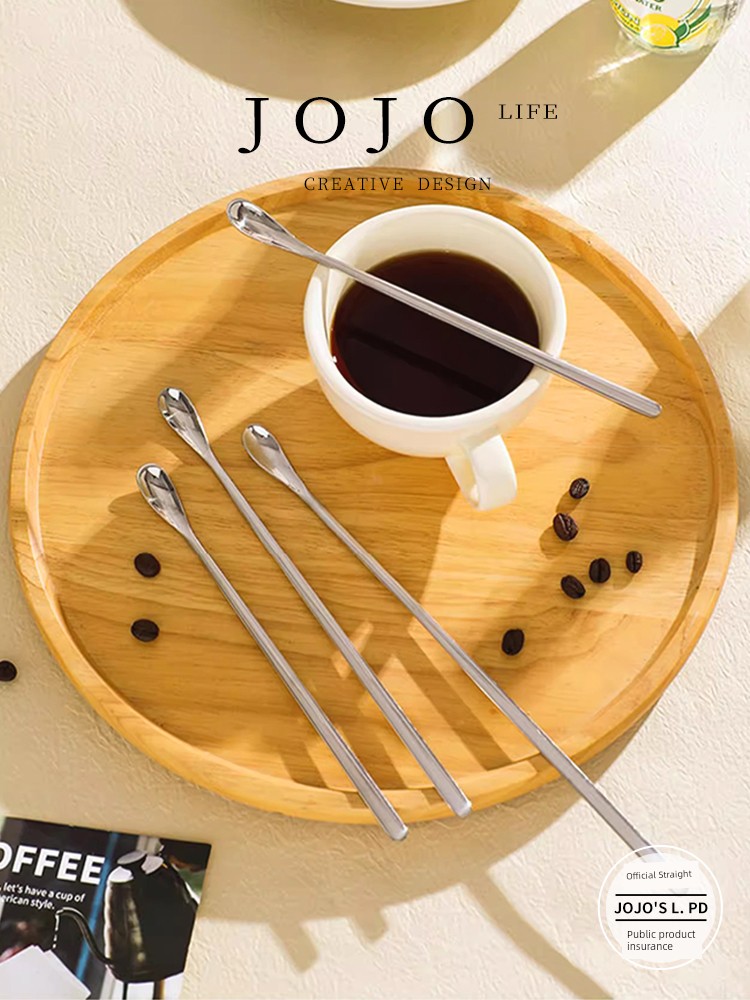 Jojo's L. Pd. Admit.304 Stainless Steel Long-Handled Coffee Spoon Dessert Spoon Milk Stirring Spoon | Acknowledge