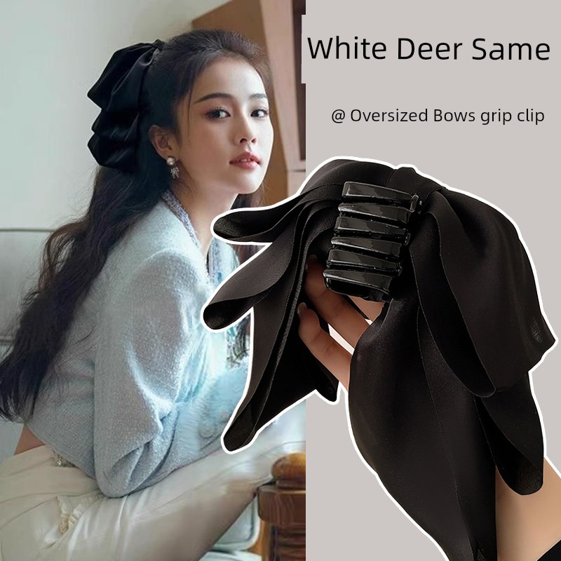 Black Big Bow Hairpin Headdress Loose Clip Back Head Grip Female 2023 New Arrival Fancy Hairpin Clip