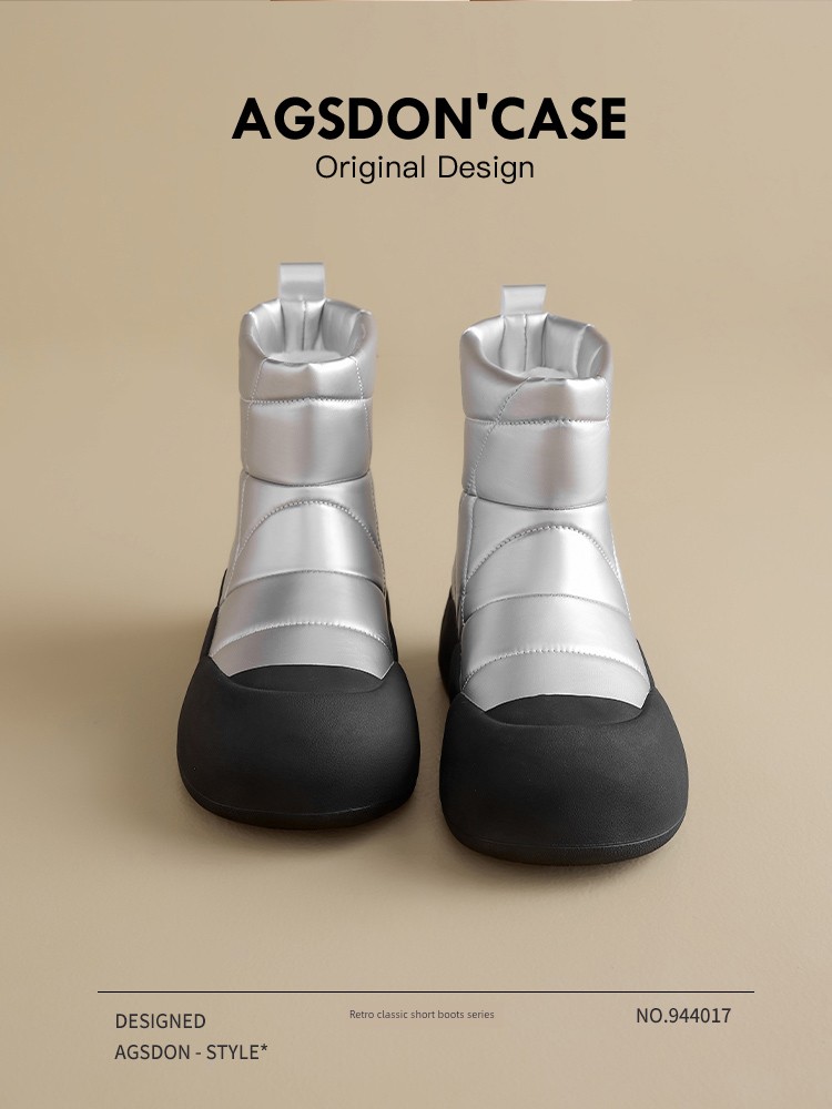 Augusto Snow Boots Women Winter 2024 New Cotton-padded Shoes Warm Fleece-lined Thick Short Boots Big Toe Bread Shoes
