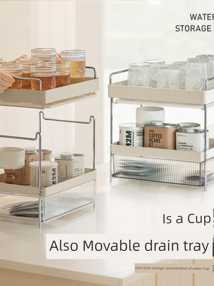 Design Cup Storage Rack For Home Drinking Glass Shelf Desktop Double-Layer Cup Holder Teacup Tea Set Storage Rack Wine Rack