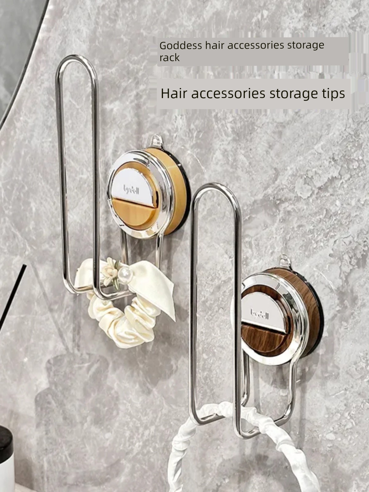 Jujiajia Accessible Luxury Suction Cup Hair Accessories Storage Rack Punch-Free Installation-Free Hair Band Hair Rope Jewelry Hair Band Display Rack Wall