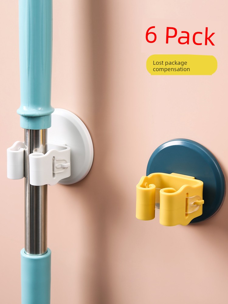 Wall-Mounted Mop Hook Mop Rack Punch-Free Broom Holder Buckle Bathroom Storage Mop Clip