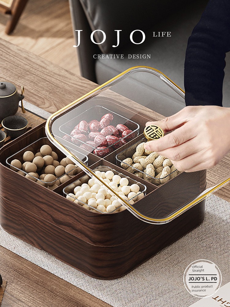 Jojo's L. Pd. Mr. Grocery. Living Room Good-looking Coffee Table Imitation Wood Grain Dried Fruit Nut Plate | Electric Yao