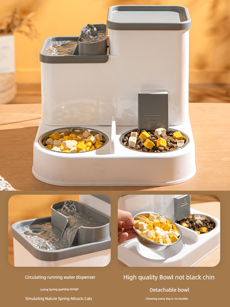 猫碗 狗碗 猫食盆 猫粮自动喂食器 饮水一体 猫盆 陶瓷宠物饮水双碗