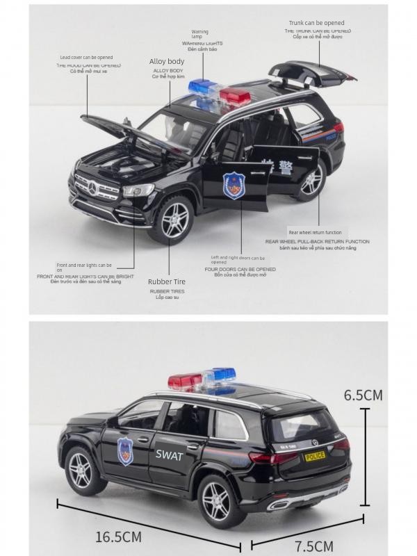 Large Alloy Police Car Kids Police Car Artificial Metal Car Model Sound and Light Open Door 3-6 Years Old 7 Boys Toy