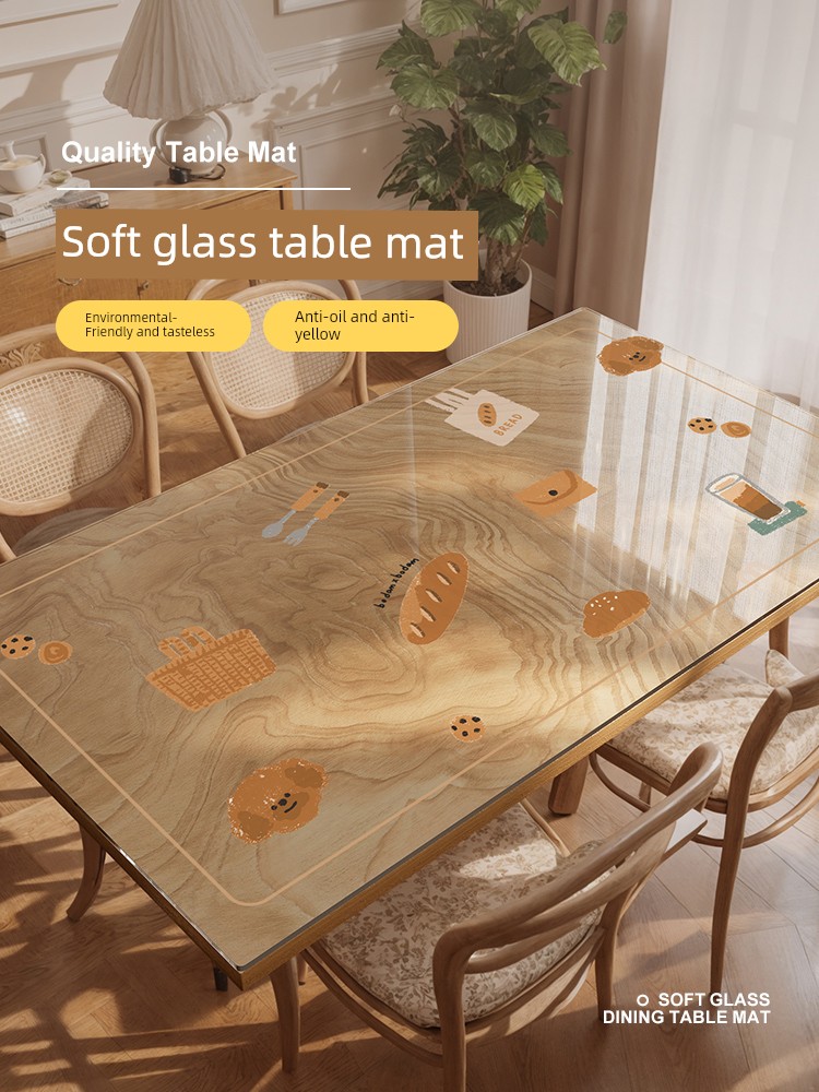 Dopamine Transparent Soft Glass Table Mat Waterproof Oil Free Disposable Tablecloth Coffee Table Top Protective Pad Anti-Scald and High Temperature Resistant