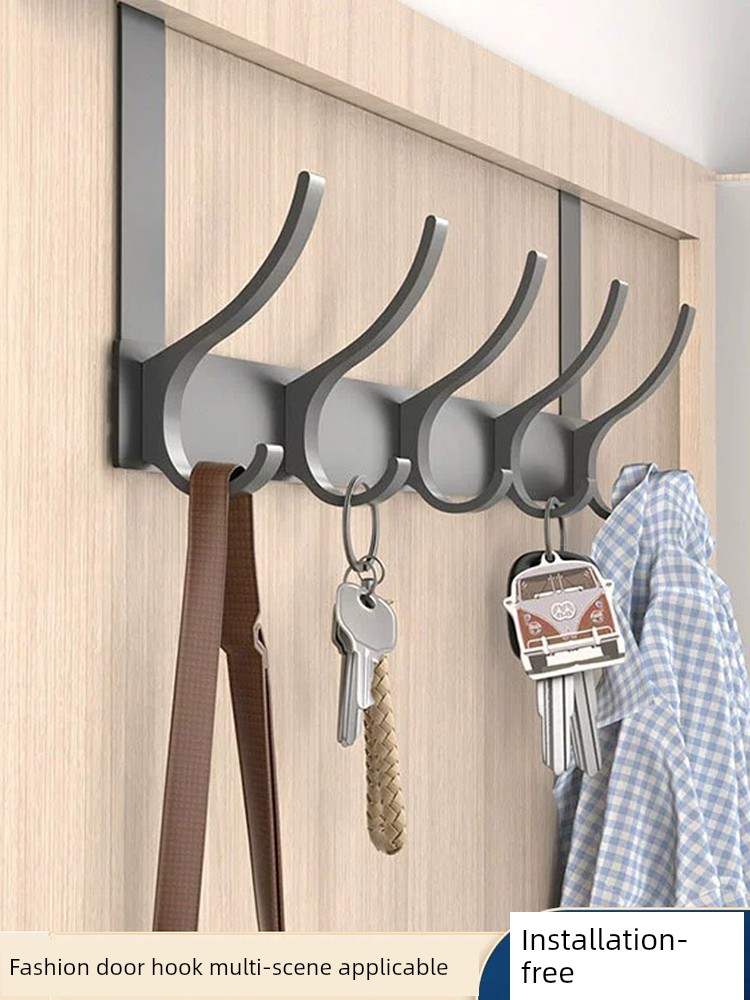 Space Aluminum Door Rear Hook Punch-Free Bathroom Storage Rack Bedroom Clothes Rack For Home Wall Wall Hanger