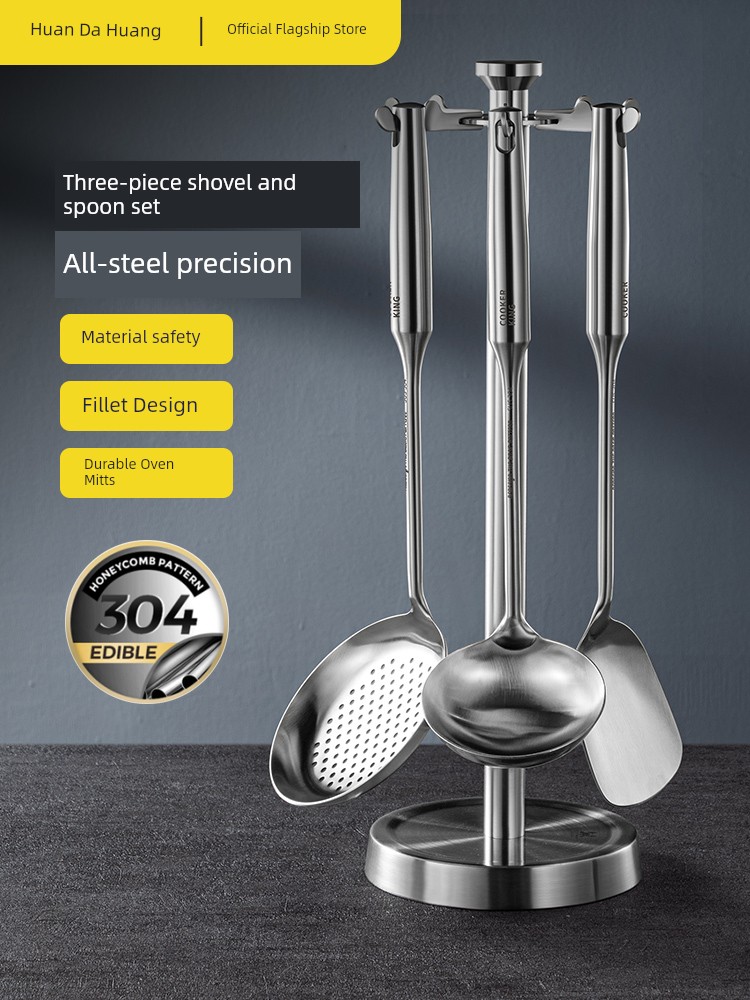 Cooker King Spatula 304 Stainless Steel Thick Spatula Strainer and Soup Spoon Household Kitchenware Spatula Suit Shovel