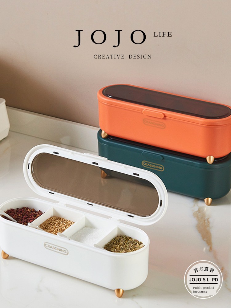 Jojo's L. Pd. Mr. Grocery. Light Luxury Plastic Compartment Seasoning Box Salt Sugar Gourmet Powder Storage Box | Gift Voucher